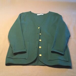 Green Women's Cardigan with Gold Buttons
